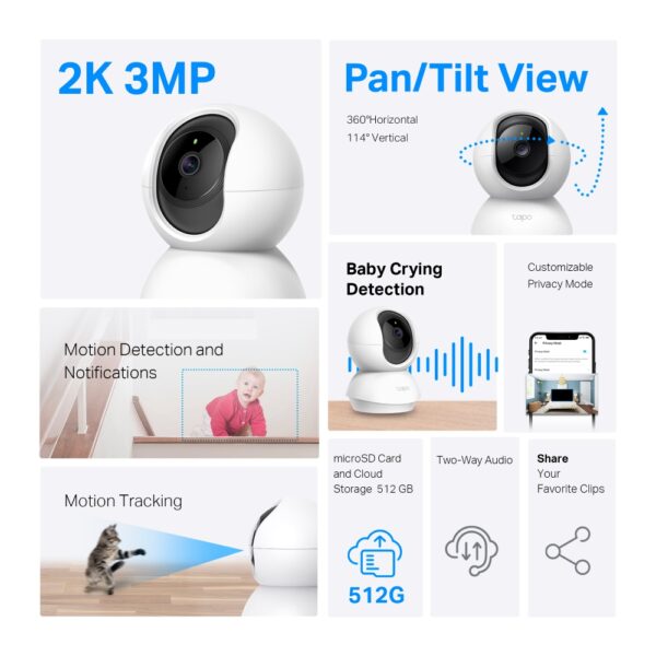 Tp-Link Tapo C210 Camara de Seguridad 360º Wi-Fi 2K - Imagen 2