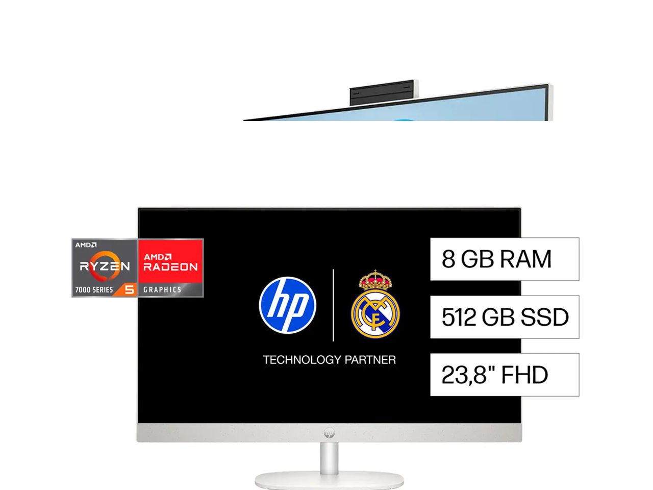 HP All-in-One 24-cr0250la 23.8” Full HD | AMD Ryzen 5 7520U | 8GB RAM | SSD 512GB - Imagen 5
